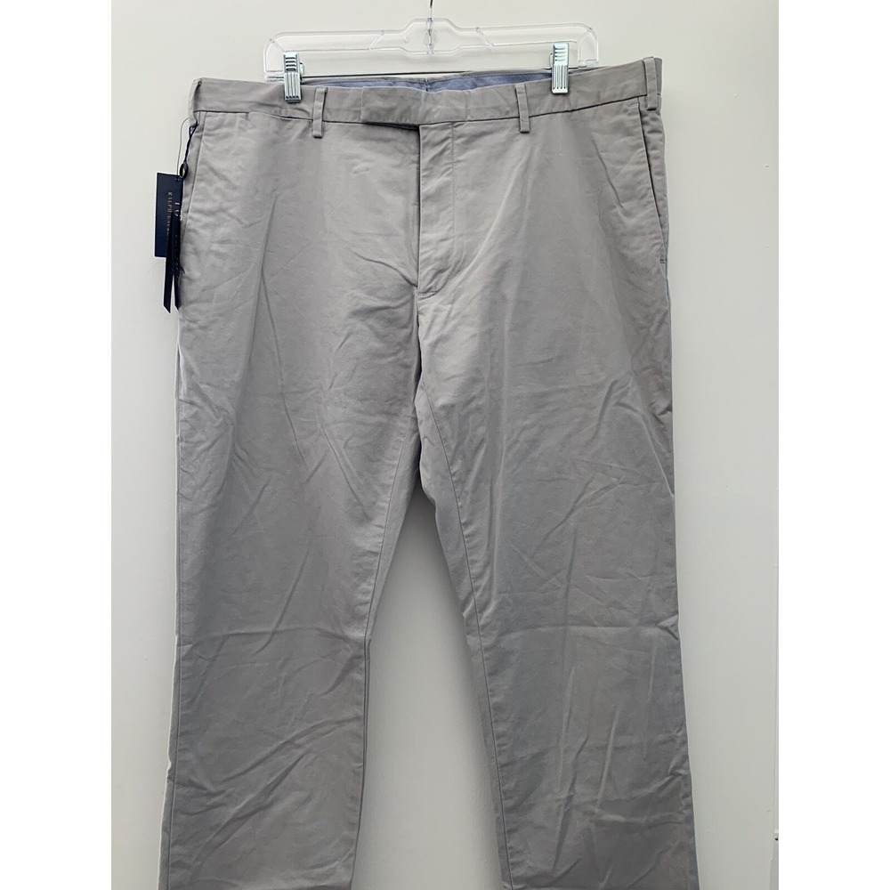 NWT Mens Polo Ralph Lauren Silver Smoke Stretch Fit Cotton Chino 38 X 32